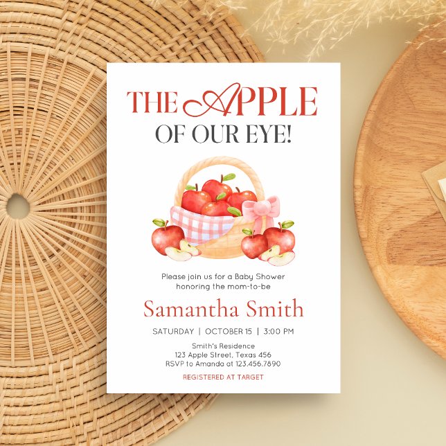 Invitación Baby Shower de Apple of Our Eye (The Apple of Our Eye Gingham Baby Shower Invitation)