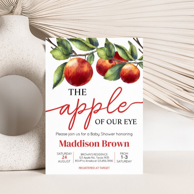 Invitación Baby Shower de Apple of Our Eye (Red Apple Baby Shower Invitation)