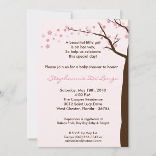Invitación Baby Shower de árbol de cerezo de flore