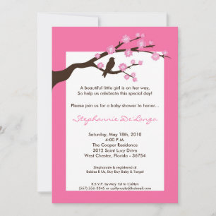 Invitación Baby Shower de árbol de cerezo de flore