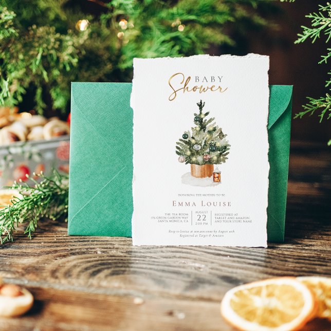 Invitación Baby Shower de árbol de navidad de invierno (Subido por el creador)