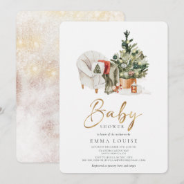 Invitación Baby Shower de árbol de navidad de invierno