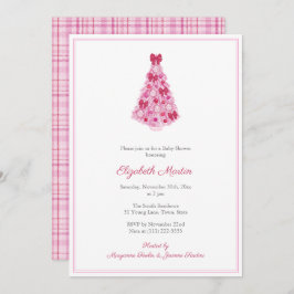 Invitación Baby Shower De Árbol De Navidad Rosa Para Fiesta C