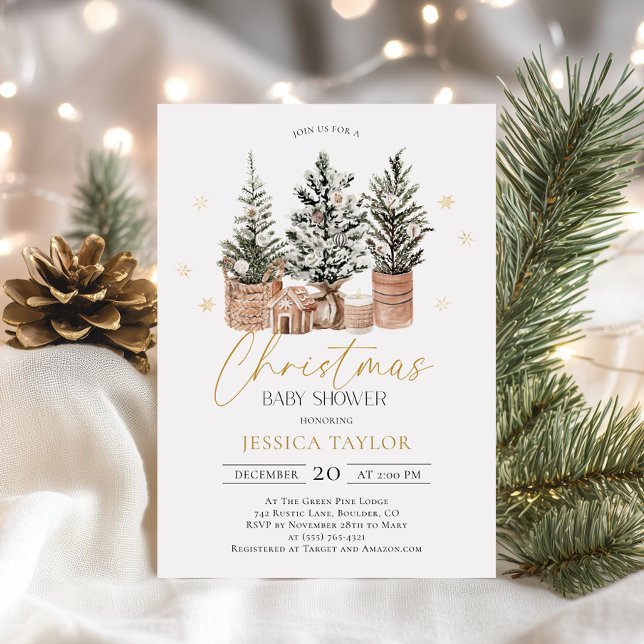 Invitación Baby Shower de Árboles de Navidad Rústicos de Invi (Subido por el creador)