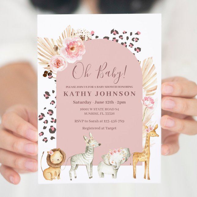 Invitación Baby Shower de arca de gramíneas Animal Safari Boh (Subido por el creador)