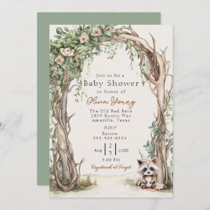 Invitación Baby Shower de Arco de Madera Rústica