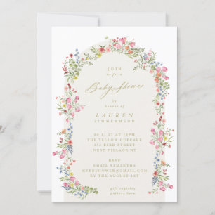 Invitación Baby Shower de arco floral elegante de primavera