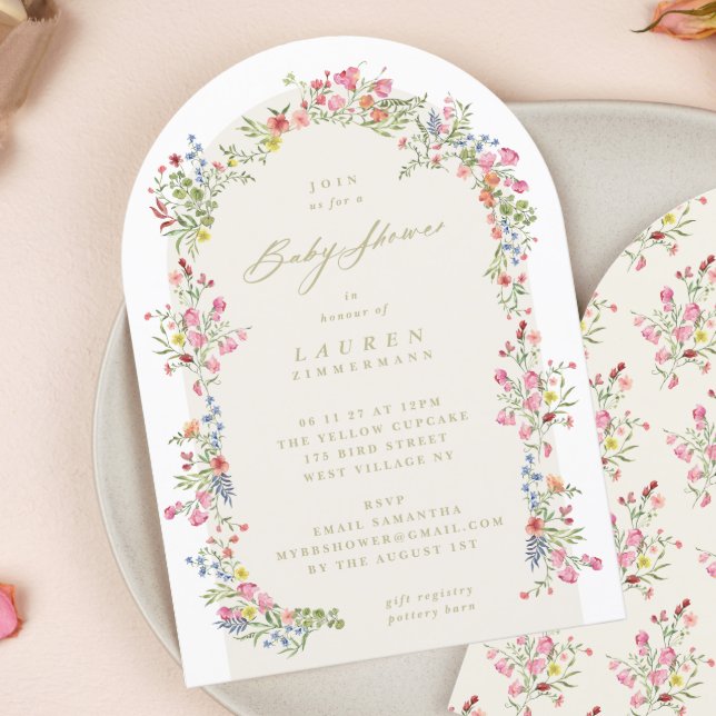 Invitación Baby Shower de arco floral elegante de primavera (Subido por el creador)