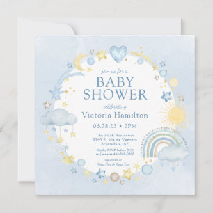 Invitación Baby Shower de arcoíris acuático