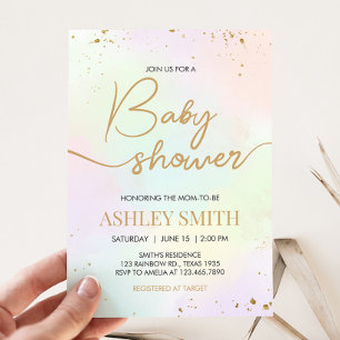 Invitación Baby Shower de arcoiris acuático