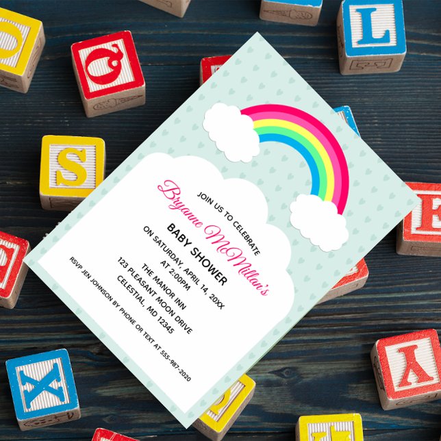 Invitación Baby Shower de arcoiris y nubes pastel (Subido por el creador)