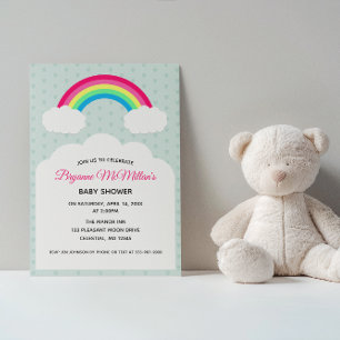 Invitación Baby Shower de arcoiris y nubes pastel