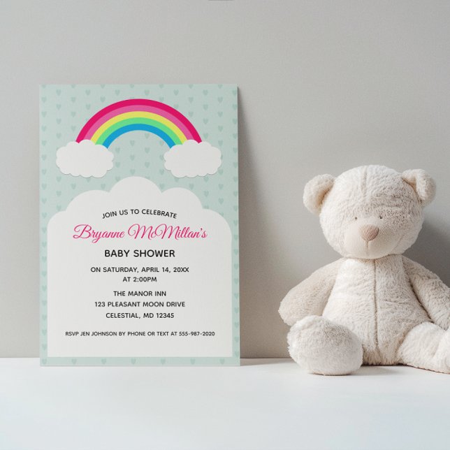 Invitación Baby Shower de arcoiris y nubes pastel (Subido por el creador)