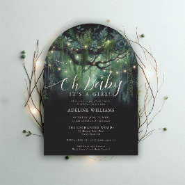Invitación Baby Shower de arcos de bosque mágico encantado