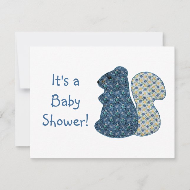 Invitación Baby Shower de ardilla azul estilo País (Anverso)