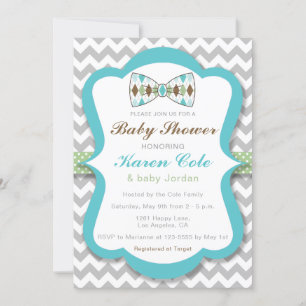 Invitación Baby Shower de Argyle Bow Tie Boy