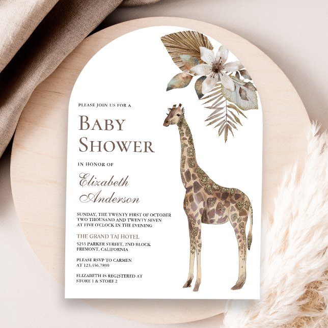 Invitación Baby Shower de arte de jirafa de Safari salvaje de (Subido por el creador)
