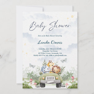 Invitación Baby Shower de auto de conducción de amigos de la