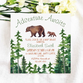 Invitación Baby Shower de Aventura de Mamá Cuta y Bear