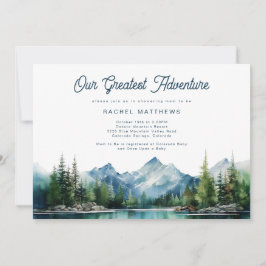 Invitación Baby Shower de aventura rústica de la montaña fore