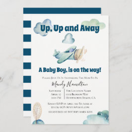 Invitación Baby Shower De Avión Arriba Y Afuera