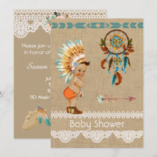 Invitación Baby Shower de Baby Boy Nativo Estadoun