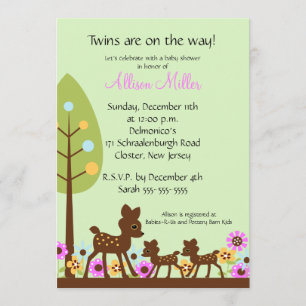 Invitación Baby Shower de Baby Deer TWINS