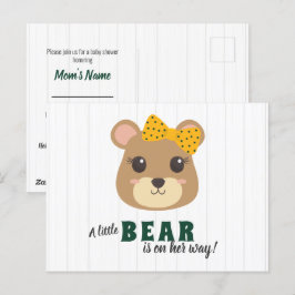 Invitación Baby Shower de Baby Girl Bear Green & G