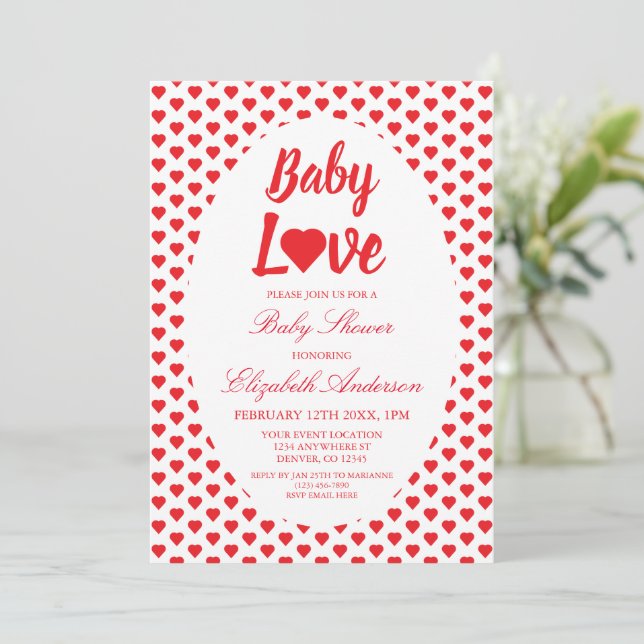 Invitación Baby Shower de Baby Love Heart (Anverso de pie)