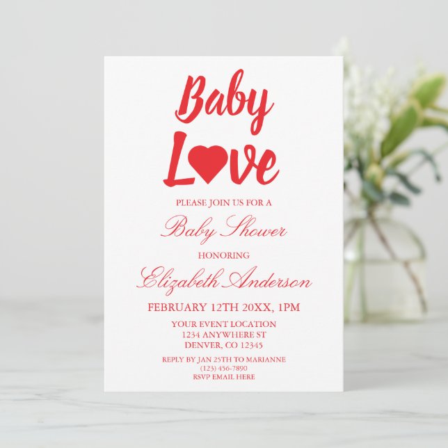 Invitación Baby Shower de Baby Love Heart (Anverso de pie)