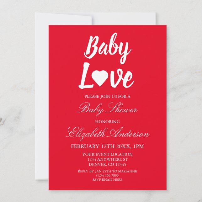 Invitación Baby Shower de Baby Love Heart (Anverso)