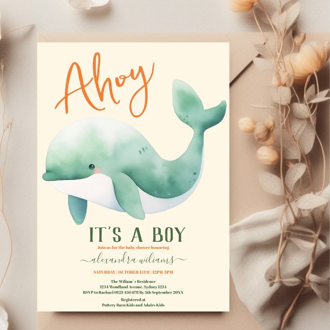 Invitación Baby Shower de ballena acuática bajo el mar (Subido por el creador)