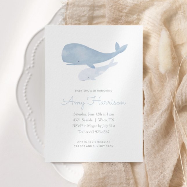 Invitación Baby Shower de ballena acuática bajo el mar (Subido por el creador)