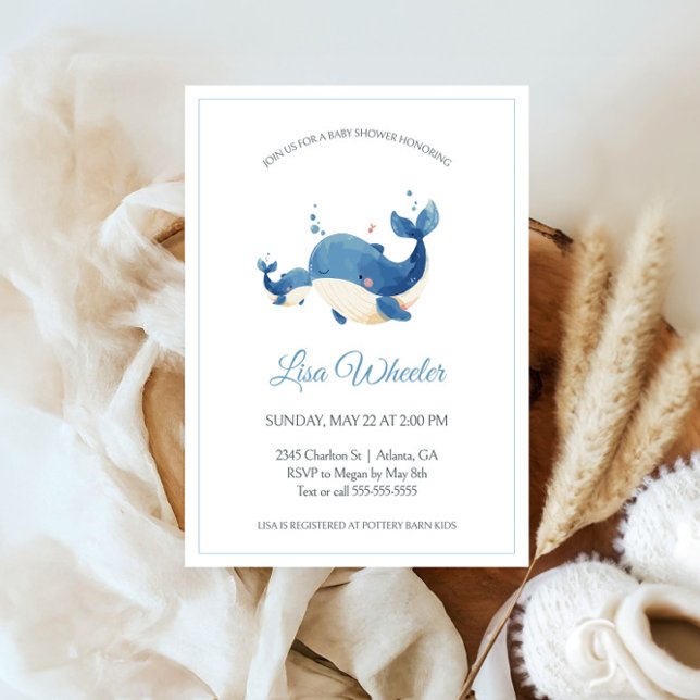 Invitación Baby Shower de ballena acuática bajo el mar (Subido por el creador)