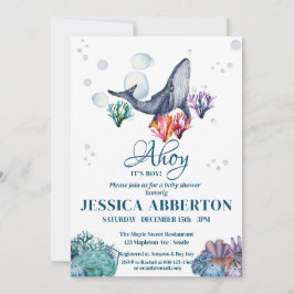 Invitación Baby Shower de ballena acuática bajo el mar