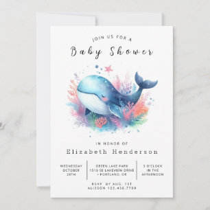 Invitación Baby Shower de ballena digital de mar