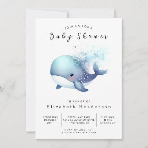 Invitación Baby Shower de ballena digital de mar