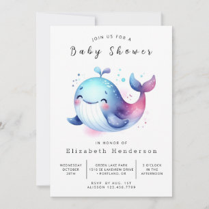 Invitación Baby Shower de ballena digital rusa