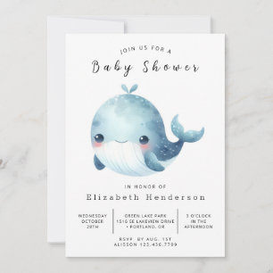Invitación Baby Shower de ballena editable clásico