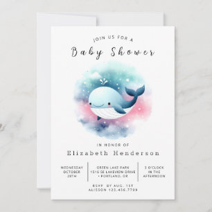 Invitación Baby Shower de ballena editable clásico