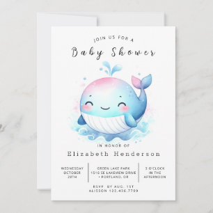 Invitación Baby Shower de ballena editable nautical