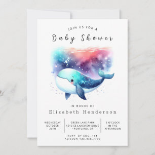 Invitación Baby Shower de ballena editable nautical