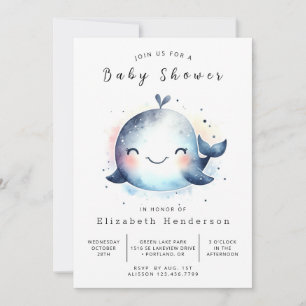 Invitación Baby Shower de ballena editable subacuática