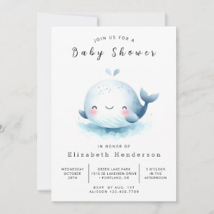 Invitación Baby Shower de ballena impermeable subacuático