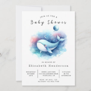 Invitación Baby Shower de ballena imprimible bohemio