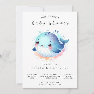 Invitación Baby Shower de ballena imprimible Boho