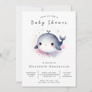 Invitación Baby Shower de ballena imprimible en el océano