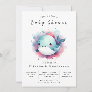 Invitación Baby Shower de ballena imprimible encantado
