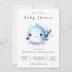 Invitación Baby Shower de ballena imprimible ruso