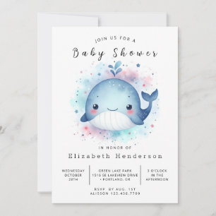 Invitación Baby Shower de ballena imprimible único